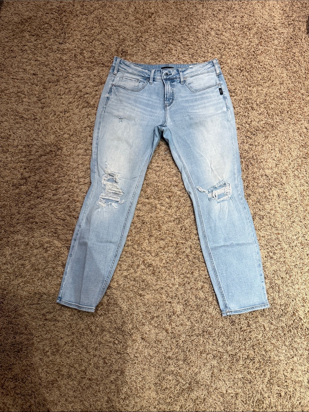 Silver Jeans Light Wash Ripped Skinny Jeans